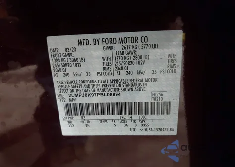 2023 Lincoln Nautilus Reserve from USA, damaged, VIN 2LMPJ8K97PBL08894